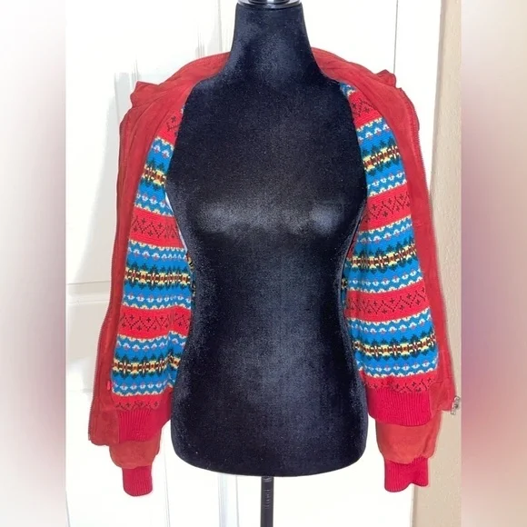 VINTAGE ABERCROMBIE & FITCH SUEDE LEATHER LINED SOUTHWEST WOOL JACKET MEDIUM‌‌‌‌ - Picture 3 of 11